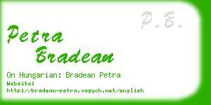 petra bradean business card